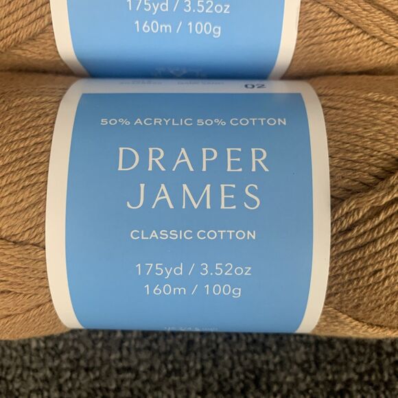 Lot Of 2 Draper James Classic Cotton , Dark Sand, Cotton And Acrylic Yarn New - Picture 2 of 5